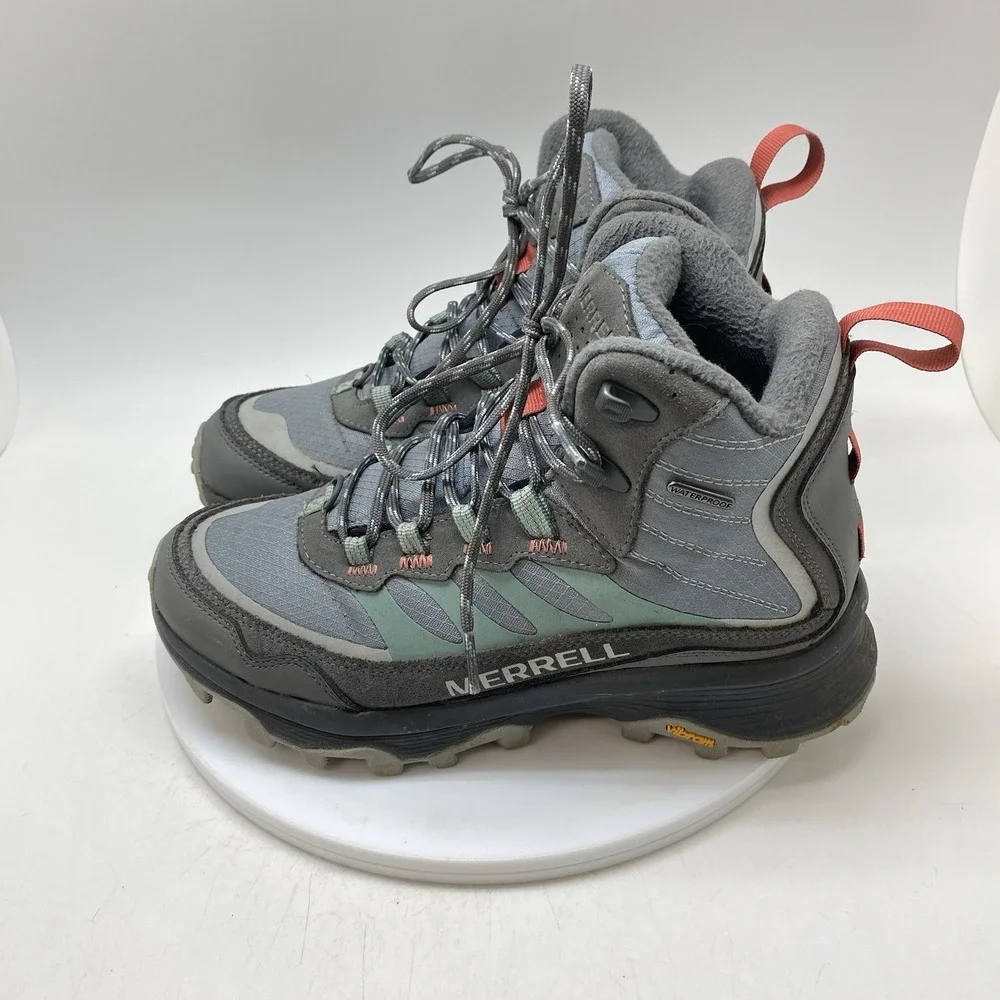 Merrell Boots Womens 8.5 Moab Speed Thermo Mid WP Primaloft Blue J067016 Hiking